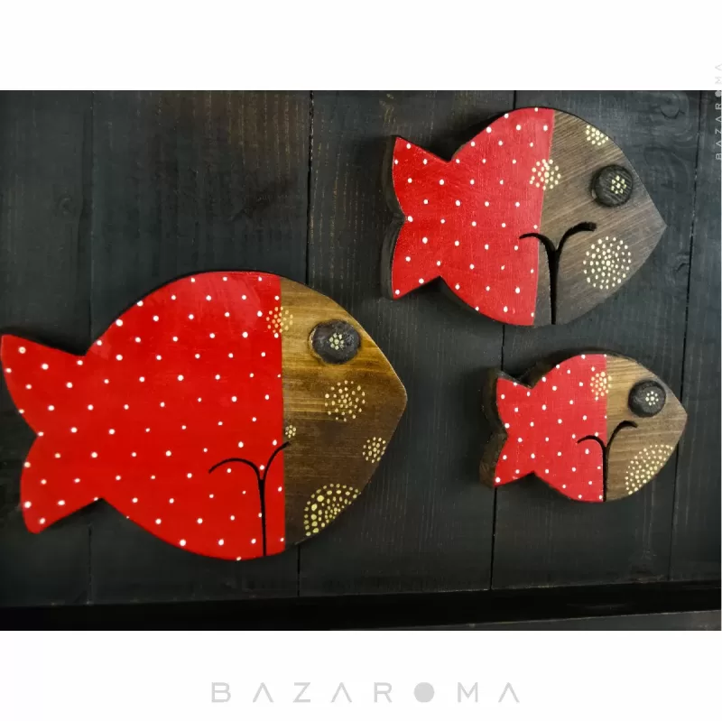 مشخصات تابلو شلف صنایع دستی چوبی ماهی قرمز F3