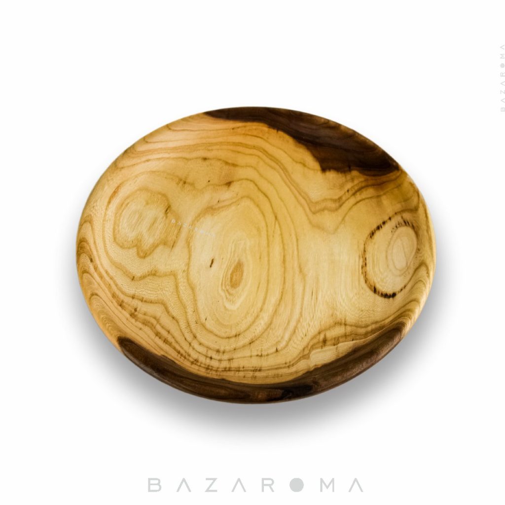 خرید اینترنتی بشقاب چوبی تخت دستساز کد 01 bazaroma