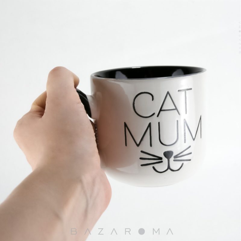 ماگ سرامیکی دورنگ طرح Cat Mum ظرفیت 750 میل